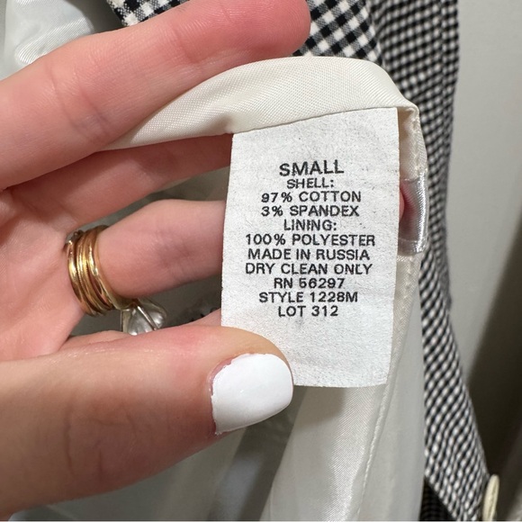 PANACHE Vintage Gingham Trench Coat 🖤🤍 | Size Small | Made in Russia - Picture 6 of 11